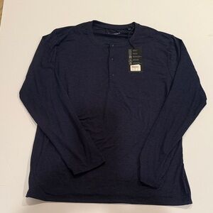 NWT Men's 7 Diamonds Navy Blue Long Sleeve Henley  Shirt Size Large